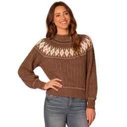 Womens Democracy Long Sleeve Round Neck Fair Isle Sweater