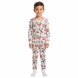 Kid Poppy & Clay Long Sleeve Winter Cottage Scene Pajama Set
