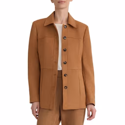 Womens Jones New York Collared Button Front Suede Jacket