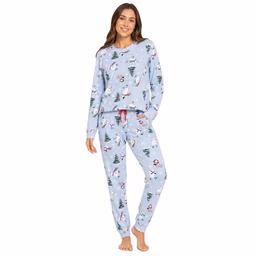 Womens OurFamJam Long Sleeve Polar Bear Jogger Pajama Set