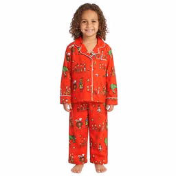 Toddlers Grinch Long Sleeve Whoville Notch Collar Pajama Set